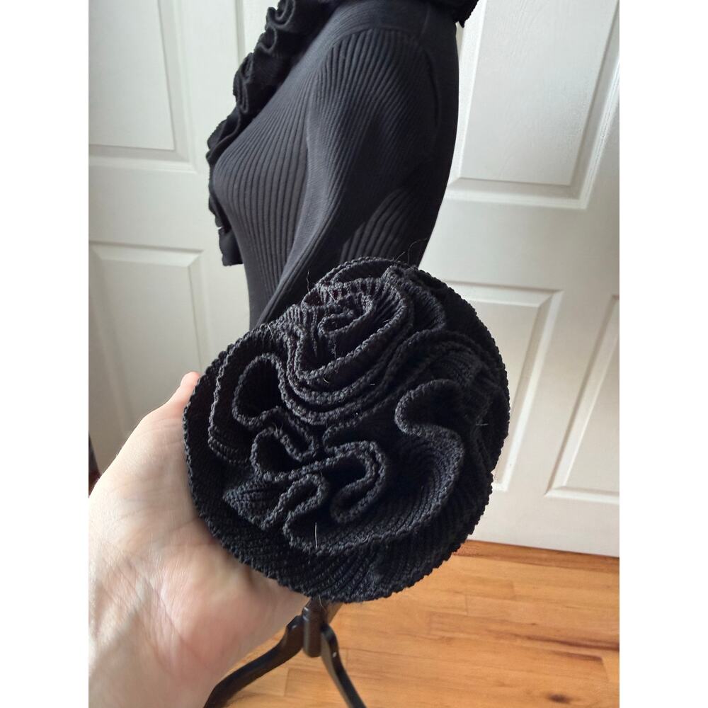 Sheridan Creations Black Ruffle Sweater 60s 70s Vintage Romantic Whimsygoth Sz S - Picture 4 of 5